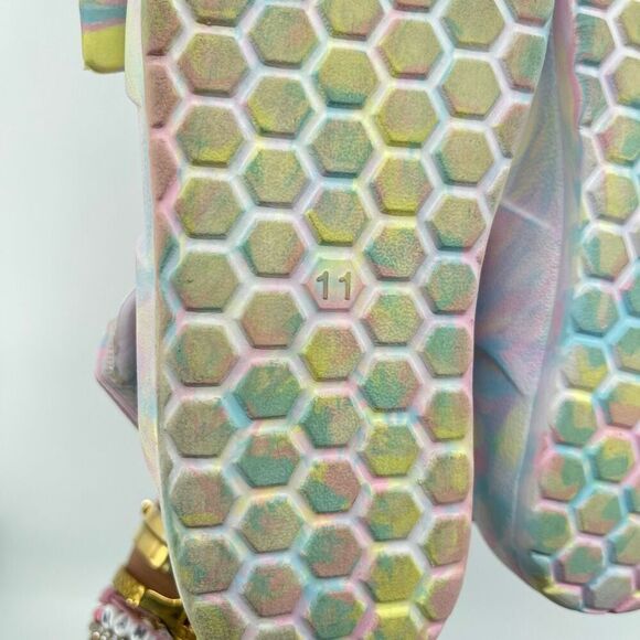 Cat & Jack Ade Girls Size 11 EVA Pastel Multicolor Double Strap Footbed Sandals - Picture 8 of 15